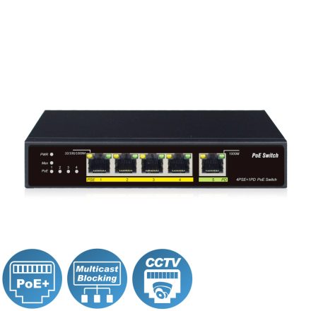 Asztali PoE switch, 4 Gigabit PoE